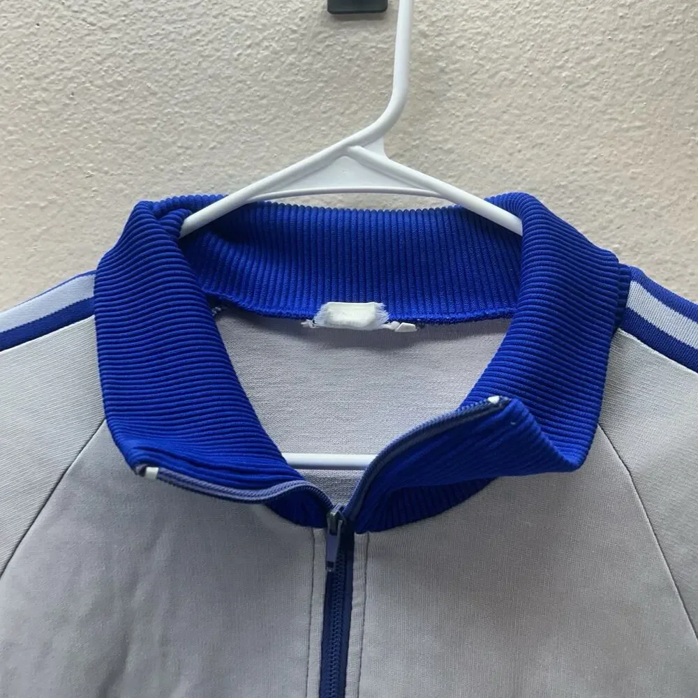 Vintage 70s/80s Adidas Trefoil Track Jacket – Blue & Gray Beckenbauer Style Sz S